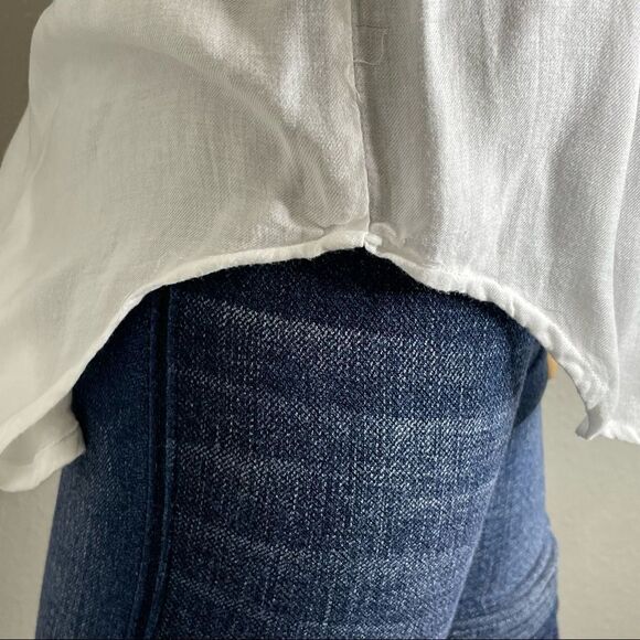 Anthropologie Cloth & Stone Sleeveless Blouse White High Low Hem Sheer Sz Small - Picture 6 of 13